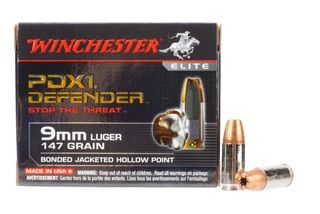 Winchester PDX1 Defender 9mm Hollow Point ammo comes in a box of 20 rounds